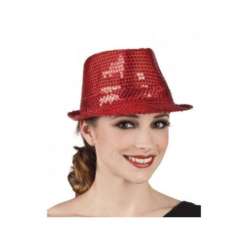 klobouk Pop Star s flitry červený