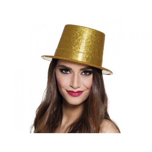 válcový klobouček s brokátem zlatý