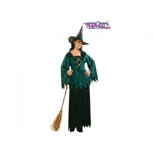 čarodějnice kostým zelená s klobouk M