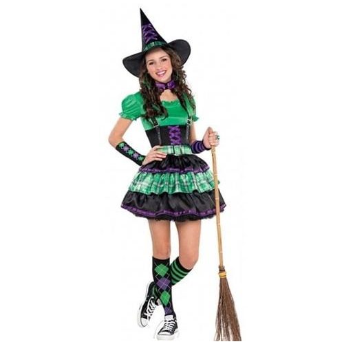 Foto - dámský kostým čarodějnice zeleno fialová 152/158 cm