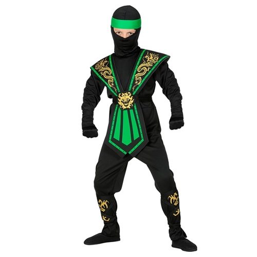 chlapecký kostým ninja černo-zelený