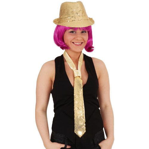 zlatá flitrová kravata