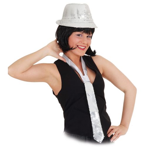stříbrná flitrová kravata