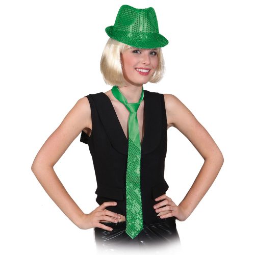 zelená flitrová kravata