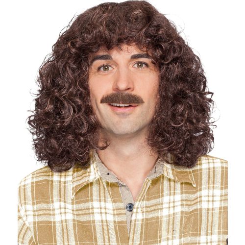 pánská paruka hnědá kudrnatá